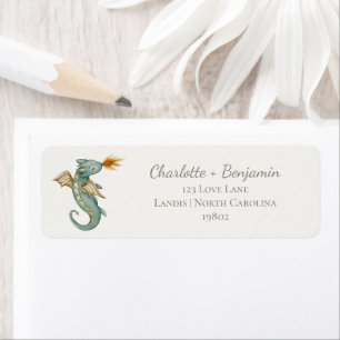 Étiquette Boho Storybook Dragon Baby shower Adresse de retou
