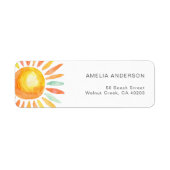 Étiquette Boho Sunshine Aquarelle Soleil Retour (Devant)