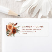 Étiquette Boho Terracotta Floral Mariage Adresse de retour (En situation)