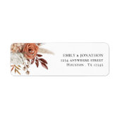 Étiquette Boho Terracotta Florals Nom Adresse de retour (Devant)
