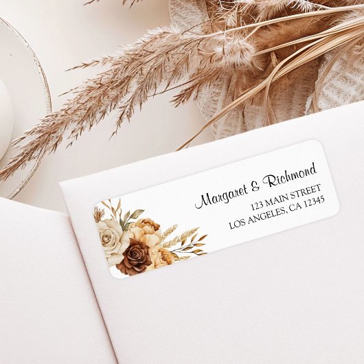 Étiquette Boho Terracotta Rustic Floral Mariage Adresse