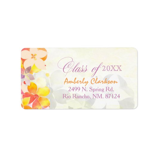Étiquette Boho Watercolor Flowers Graduation (Devant)