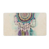 Étiquette Boho Watercolor Mandala Dreamcatcher (Devant)
