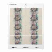 Étiquette Boho Watercolor Mandala Dreamcatcher (Feuille entière)