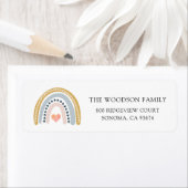 Étiquette Boho Watercolor Rainbow Baby shower (En situation)