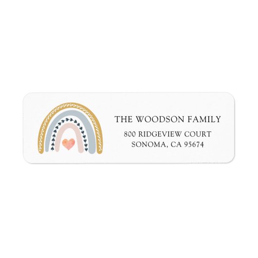 Étiquette Boho Watercolor Rainbow Baby shower (Devant)
