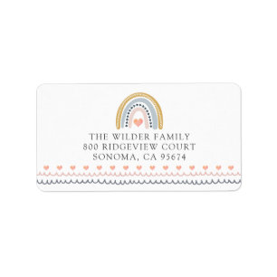 Étiquette Boho Watercolor Rainbow Hearts Baby shower retour