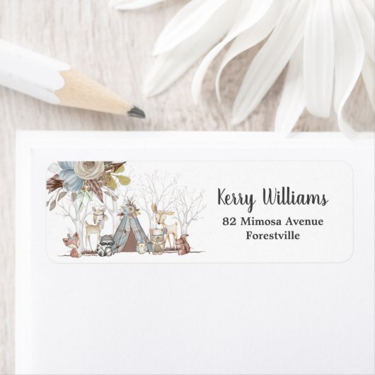 Étiquette Bois Animaux Baby shower Garçon fête d'anniversair (En situation)