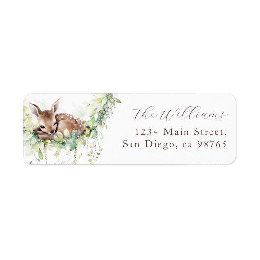 Étiquette Bois Animaux Forêt Végétation Bébé Garçon Douche (Devant)