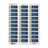 Étiquette Bois Bleu & Roses Blush Aquarelle Florale Rustique (Feuille entière)