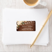 Étiquette Bois & Blush Rose Floral Rustic Lights Retour (En situation)