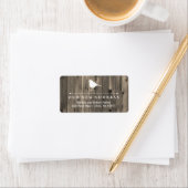 Étiquette Bois Brown rustique et oiseaux doux Nouvelle adres (En situation)