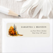 Étiquette Bois d'automne, pins Retourner l'adresse Label (En situation)