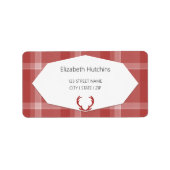 Étiquette Bois de cerf plaid rustique rouge (Devant)