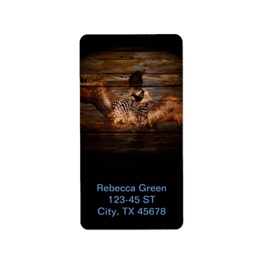 Étiquette Bois de grange primitif Loin de sauvagine de l’Oue (Devant)