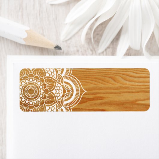 Étiquette Bois et mandala (En situation)