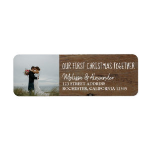 Étiquette Bois foncé notre première de Noël photo ensembl