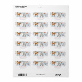 Étiquette Bois moderne Bleu & blanc Fox Animal Noël (Feuille entière)