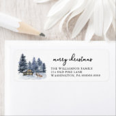 Étiquette Bois rustique Aquarelle de Noël Retour (En situation)