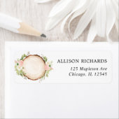 Étiquette Bois rustique blanc rose pâle blanc tranche de boi (En situation)