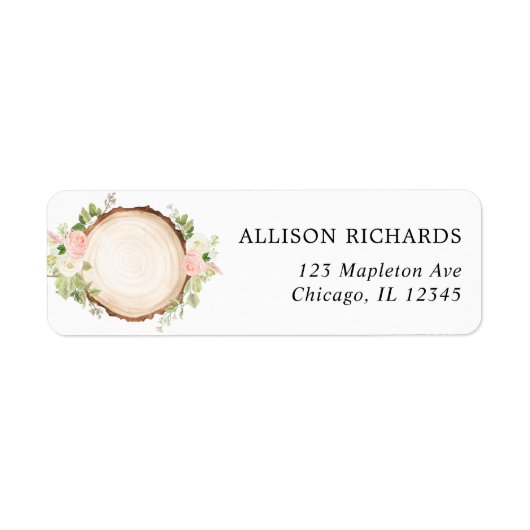 Étiquette Bois rustique blanc rose pâle blanc tranche de boi (Devant)