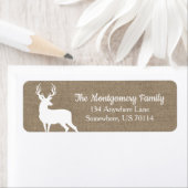 Étiquette Bois rustique Cerf blanc Faux Burlap (En situation)