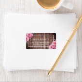 Étiquette Bois rustique Elégant Aquarelle Mariage Floral (En situation)