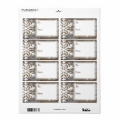 Étiquette Bois rustique et flocons de neige de et vers (Feuille entière)