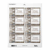 Étiquette Bois rustique et flocons de neige de Noël Adresse (Feuille entière)