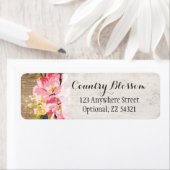 Étiquette Bois rustique et Hibiscus rose peint Pays Fleur (En situation)