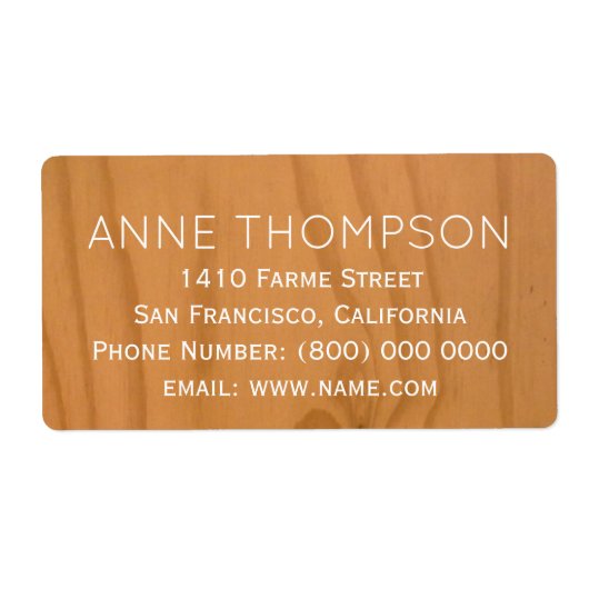 Étiquette bois rustique faux clair avec nom (Devant)