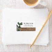 Étiquette Bois rustique Noël adresse de vacances verte (En situation)