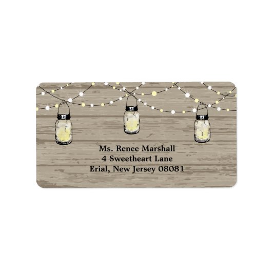 Étiquette Bois rustique pendage Mason jarres et Mariage d'éc (Devant)