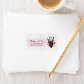 Étiquette Bois rustique Rose moderne géométrique cerf et cha (En situation)