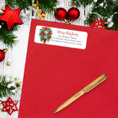 Étiquette Boîte aux lettres de Noël Floral Monogramme