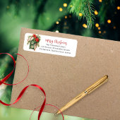 Étiquette Boîte aux lettres de Noël Floral Monogramme