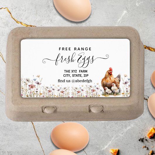 Étiquette Boîte d'œufs de ferme à l'aquarelle Script 