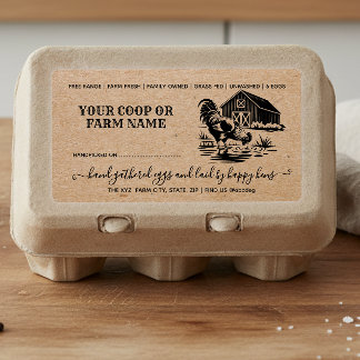 Étiquette Boîte d'œufs de ferme vintage Kraft