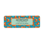 Étiquette Boite Octopus Cute Orange Kids Adresse de retour (Devant)