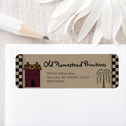 Étiquette Boîtier rouge primitif rustique (En situation)