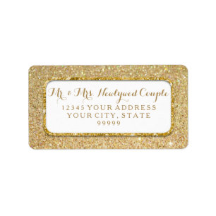 Étiquette Bokeh Sparkle Script Gold Parties scintillant Roun