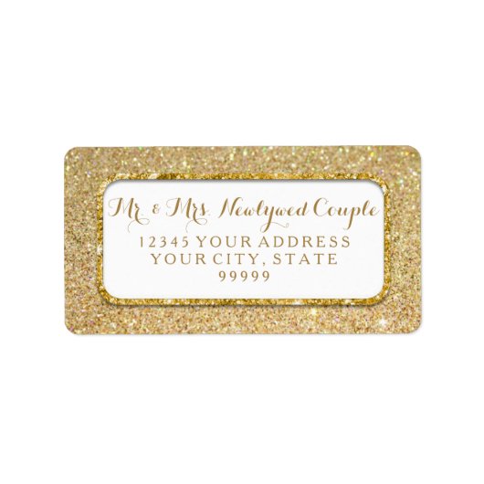 Étiquette Bokeh Sparkle Script Gold Parties scintillant Roun (Devant)