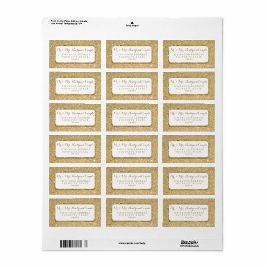 Étiquette Bokeh Sparkle Script Gold Parties scintillant Roun (Feuille entière)