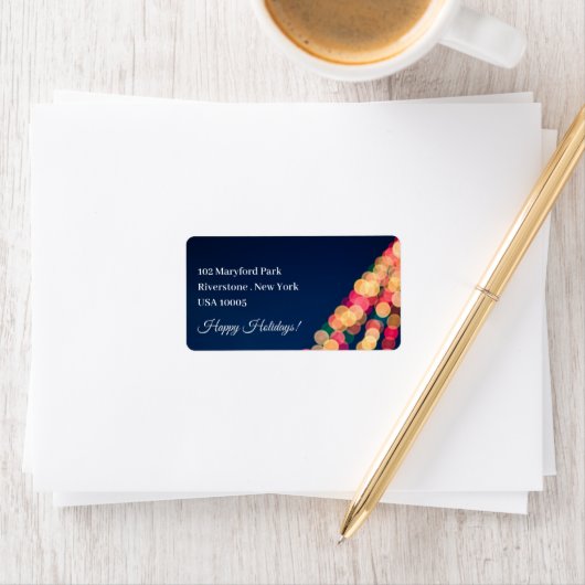 Étiquette Bokeh Tree Lights, Noël (En situation)