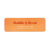 Étiquette Bold Chic Orange Watercolor Sunset Wedding Address (Devant)