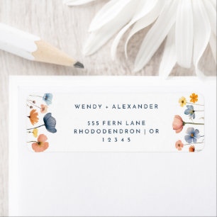 Étiquette Bold Elegant Floral Mariage Adresse de retour
