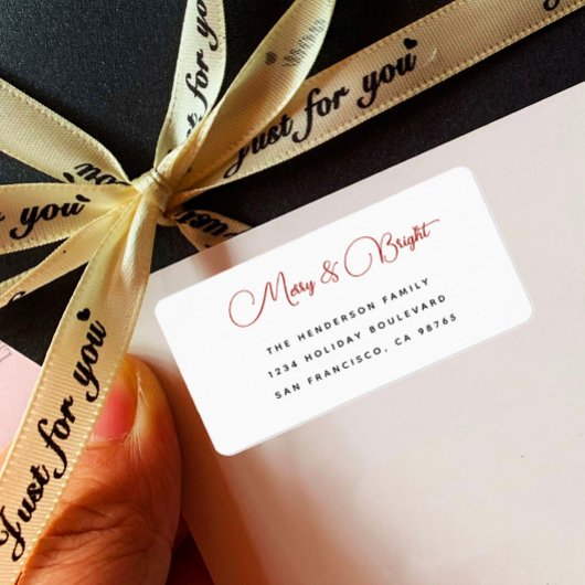 Étiquette Bold Modern Simple Merry et Bright Return Adresse