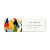 Étiquette Bold Retro Abstrait Christmas Landscape Adresse (Devant)