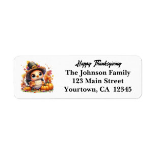 Étiquette Bon thanksgiving Cute Baby Turkey Adresse de retou