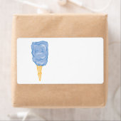 Étiquette bonbon de coton bleu (En situation)